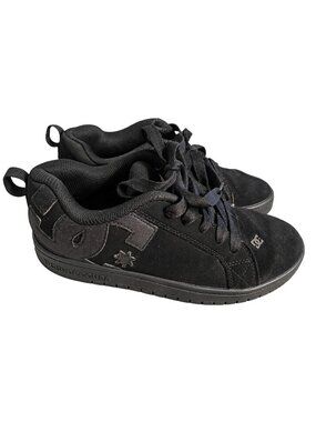 DC Court Graffik 300529-3BK Sneakers Men's 6.5 Womens 8 Black Leather Shoes